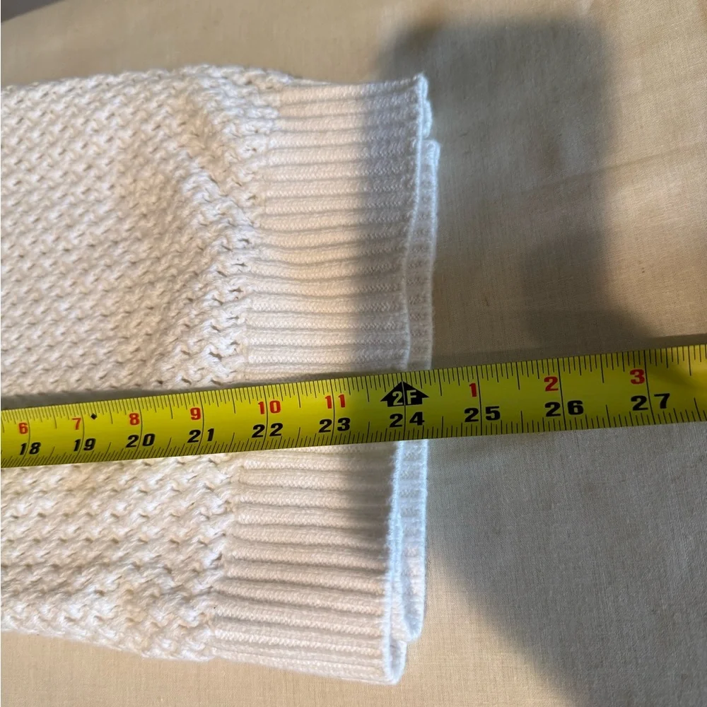 J Crew, White Sweater with Intricate Open-Weave Design and large buttons, Size M